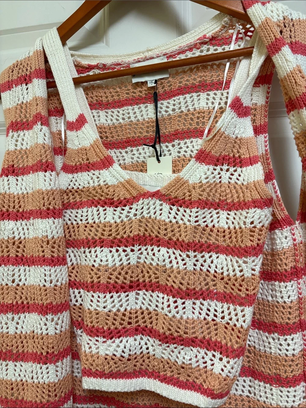 NWT Set Sleeveless Striped Knit Duster with Matching Knit Tank